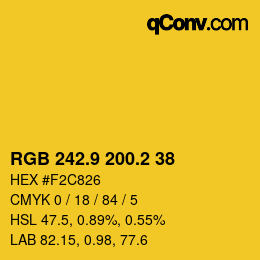 カラーコード: RGB 242.9 200.2 38 | qconv.com
