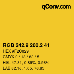 カラーコード: RGB 242.9 200.2 41 | qconv.com