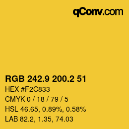 カラーコード: RGB 242.9 200.2 51 | qconv.com