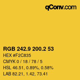 カラーコード: RGB 242.9 200.2 53 | qconv.com