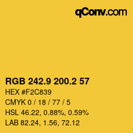 カラーコード: RGB 242.9 200.2 57 | qconv.com