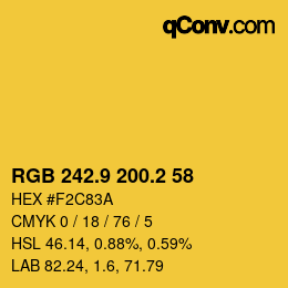 カラーコード: RGB 242.9 200.2 58 | qconv.com