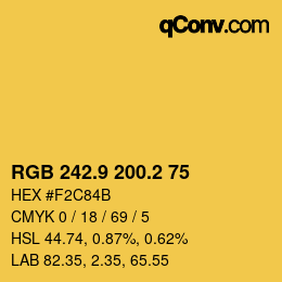 カラーコード: RGB 242.9 200.2 75 | qconv.com