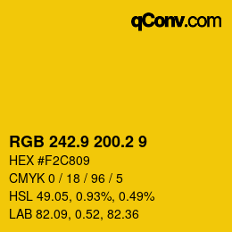 カラーコード: RGB 242.9 200.2 9 | qconv.com