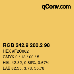 Color code: RGB 242.9 200.2 98 | qconv.com