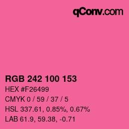 カラーコード: RGB 242 100 153 | qconv.com