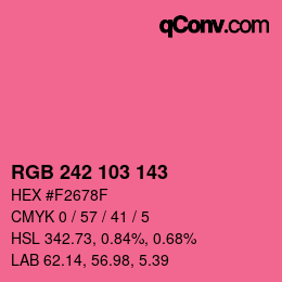 カラーコード: RGB 242 103 143 | qconv.com