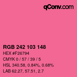 カラーコード: RGB 242 103 148 | qconv.com