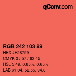 颜色代码: RGB 242 103 89 | qconv.com