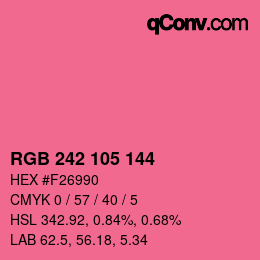 Color code: RGB 242 105 144 | qconv.com