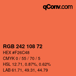 Color code: RGB 242 108 72 | qconv.com