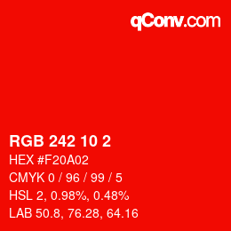 Color code: RGB 242 10 2 | qconv.com