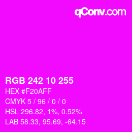 カラーコード: RGB 242 10 255 | qconv.com