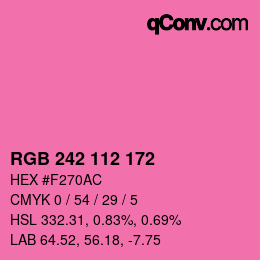 Color code: RGB 242 112 172 | qconv.com