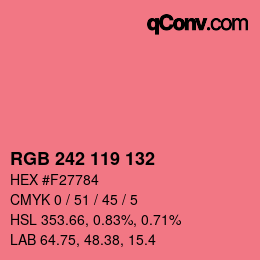 カラーコード: RGB 242 119 132 | qconv.com