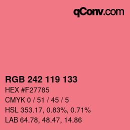 Color code: RGB 242 119 133 | qconv.com