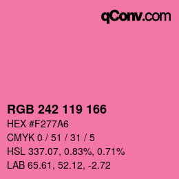 Color code: RGB 242 119 166 | qconv.com