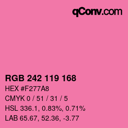 Color code: RGB 242 119 168 | qconv.com