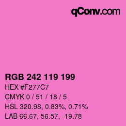 Color code: RGB 242 119 199 | qconv.com