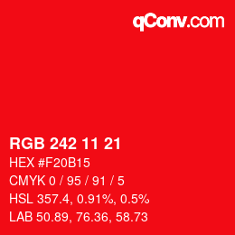カラーコード: RGB 242 11 21 | qconv.com