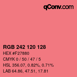 颜色代码: RGB 242 120 128 | qconv.com