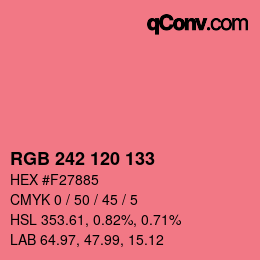 颜色代码: RGB 242 120 133 | qconv.com