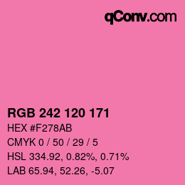 颜色代码: RGB 242 120 171 | qconv.com
