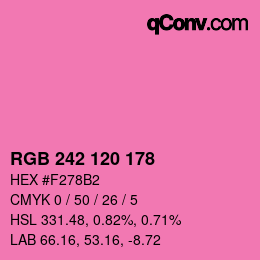 カラーコード: RGB 242 120 178 | qconv.com