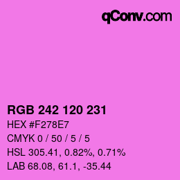 颜色代码: RGB 242 120 231 | qconv.com