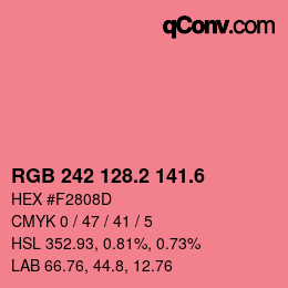 カラーコード: RGB 242 128.2 141.6 | qconv.com