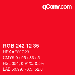 カラーコード: RGB 242 12 35 | qconv.com