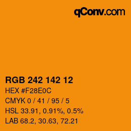 Color code: RGB 242 142 12 | qconv.com