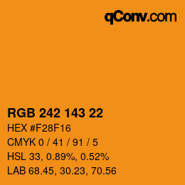 カラーコード: RGB 242 143 22 | qconv.com