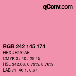 Color code: RGB 242 145 174 | qconv.com