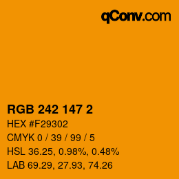 カラーコード: RGB 242 147 2 | qconv.com