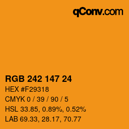 颜色代码: RGB 242 147 24 | qconv.com