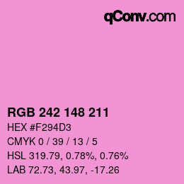 Color code: RGB 242 148 211 | qconv.com