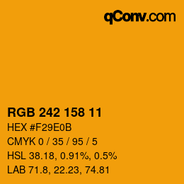 Color code: RGB 242 158 11 | qconv.com
