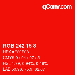 Color code: RGB 242 15 8 | qconv.com