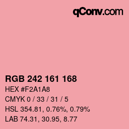 颜色代码: RGB 242 161 168 | qconv.com
