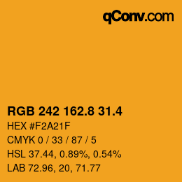 カラーコード: RGB 242 162.8 31.4 | qconv.com