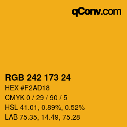 Color code: RGB 242 173 24 | qconv.com