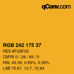 Color code: RGB 242 175 37 | qconv.com