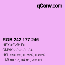 Color code: RGB 242 177 246 | qconv.com