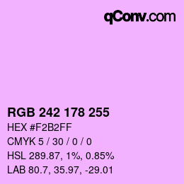 Color code: RGB 242 178 255 | qconv.com