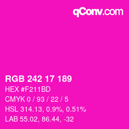 カラーコード: RGB 242 17 189 | qconv.com
