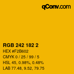 カラーコード: RGB 242 182 2 | qconv.com
