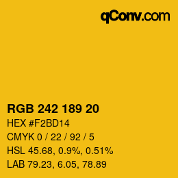 Color code: RGB 242 189 20 | qconv.com