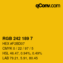 カラーコード: RGB 242 189 7 | qconv.com