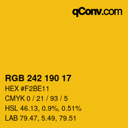 Color code: RGB 242 190 17 | qconv.com